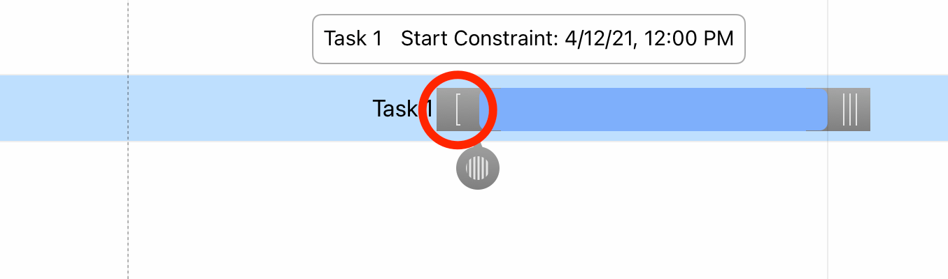 Adding a start constraint in the Gantt chart.