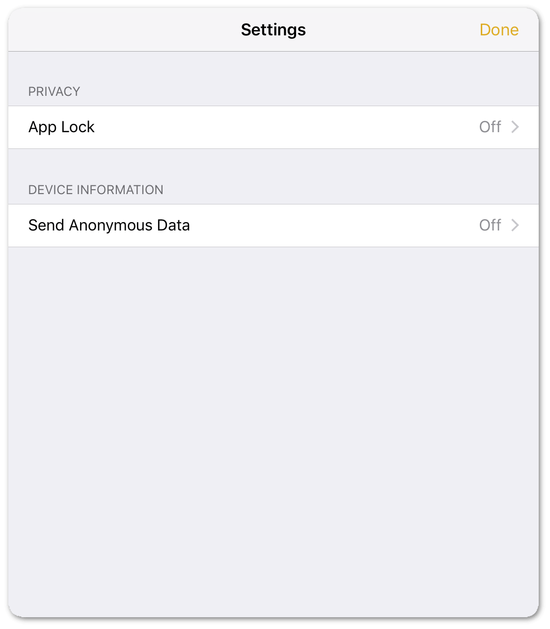 The Settings pane