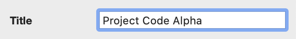 The Title field in the Project inspector.