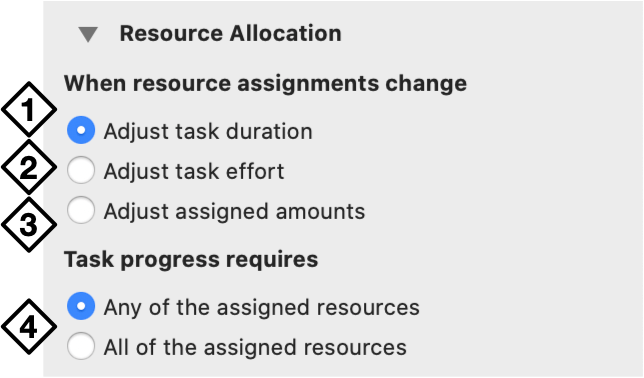 The Resource Allocation section of the Task inspector.