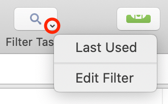 Clicking and holding to access the Filter button’s secondary menu.