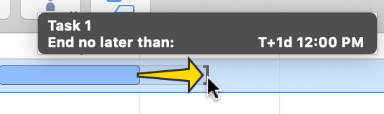 Drawing constraints on tasks in the Gantt chart.